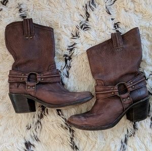 Frye Boots- Carmen Harness Brown